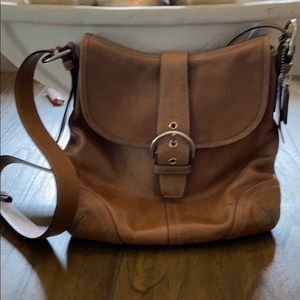 Coach camel leather cross body purse